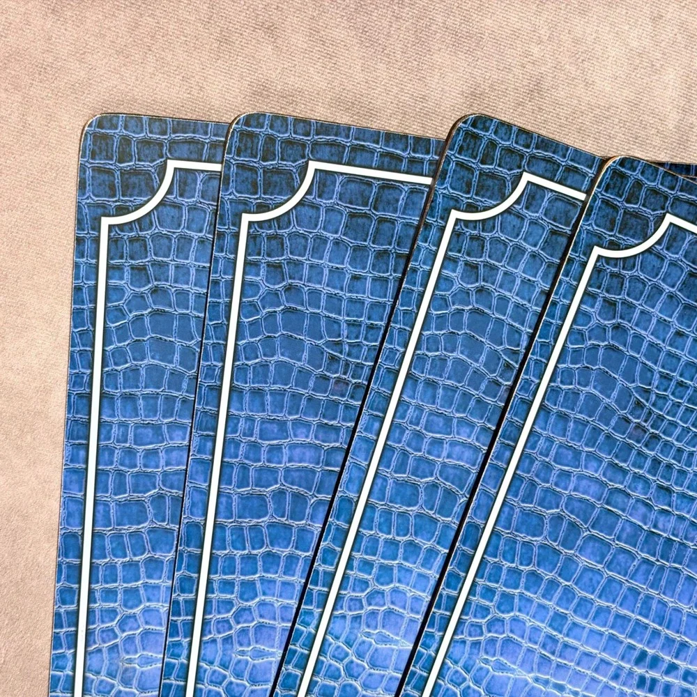 Pimpernel Blue Croc Leather Looking Placemats Set of 4 Cork Back Heat Resistant